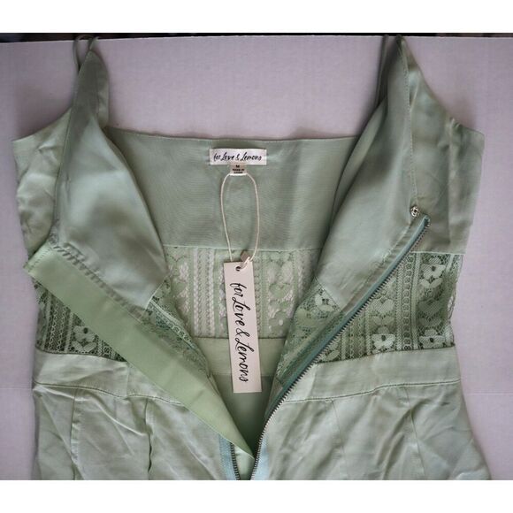 For Love & Lemons Women's Sz M Light Green Lovebird Lace Midi Dress - Picture 7 of 13
